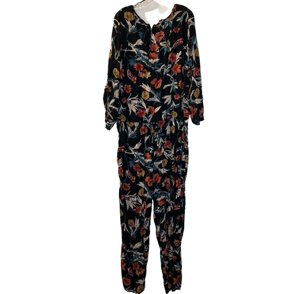 Simply Be Womens Jumpsuit Pants Size 18 floral lightweight semi sheer drawstring